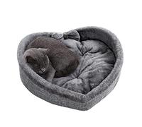NENGGE Cute Heart-Shaped Cat Dog Bed Kennel Love Nest Super Soft Cotton Velvet Winter Summer Warm Sleeping Supplies, Gray, L