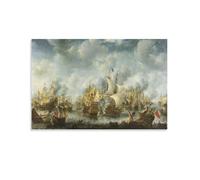 NENGKUAI HMS Temeraire in The Battle of Trafalgar 1798 Ship Wall Art Poster Canvas Print Decorative Painting; Unframe; 20x30inch(50x75cm)