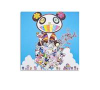 NENGKUAI Takashi Murakami Poster Work Panda And Panda Cubs Poster Wall Art Canvas Print Decorative Painting; Unframe; 24x24inch(60x60cm)