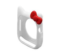 Nenis Cartoon Soft Silicone Protective Frame Anti-Scratch Cover| Case Mouse - Kitty Ears Compatible with Apple Watch Series 8, 7, 6, 5, SE (Red - White, 41mm)