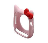 Nenis Cartoon Soft Silicone Protective Frame Anti-Scratch Cover| Case Mouse - Kitty Ears Compatible with Apple Watch Series 8, 7, 6, 5, SE (Red - Pink, 41mm)