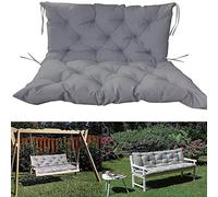 NENIUX 10CM Thicken Outdoor/Indoor Swing Replacement Bench Cushions with Backrest, Waterproof Bench Pads 2-3 Seater with Straps for Garden Courtyard Furniture,120 * 100 * 10cm,Grey