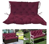 NENIUX 10CM Thicken Outdoor/Indoor Swing Replacement Bench Cushions with Backrest, Waterproof Bench Pads 2-3 Seater with Straps for Garden Courtyard Furniture,100 * 100 * 10cm,Dark Red