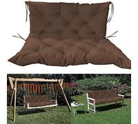 NENIUX 10CM Thicken Outdoor/Indoor Swing Replacement Bench Cushions with Backrest, Waterproof Bench Pads 2-3 Seater with Straps for Garden Courtyard Furniture,150 * 100 * 10cm,Brown