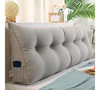 NENIUX Backrest Cushion Bed Reading Pillow Double Bedside Pillow Large Tatami Bolster Cushion Triangular Wedge Headboard Cushion for Bedroom Couch with Washable Cover,120 * 50 * 20cm,Grey