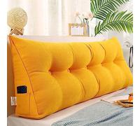 NENIUX Backrest Cushion Bed Reading Pillow Double Bedside Pillow Large Tatami Bolster Cushion Triangular Wedge Headboard Cushion for Bedroom Couch with Washable Cover,100 * 50 * 20cm,Yellow