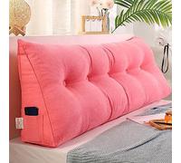 NENIUX Backrest Cushion Bed Reading Pillow Double Bedside Pillow Large Tatami Bolster Cushion Triangular Wedge Headboard Cushion for Bedroom Couch with Washable Cover,150 * 50 * 20cm,Pink