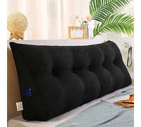 NENIUX Backrest Cushion Bed Reading Pillow Double Bedside Pillow Large Tatami Bolster Cushion Triangular Wedge Headboard Cushion for Bedroom Couch with Washable Cover,150 * 50 * 20cm,Black