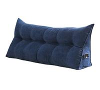 NENIUX Triangle Cushion Pillow Extra Reading Pillow, Headboard Wedge Bedside Back Cushions Back Support Bolster Bed Backrest Pillow for Double Bed,Removable Cover,Navy Blue,180x50x20cm