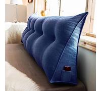NENIUX Triangular Headboard Pillow, Back/Lumbar Support Cushion Wedge Daybed Cushion Bolster Pillow Triangle Bed Reading Pillow for Tatami Sofa with Washable Cover,120 * 50 * 20cm,Dark Blue