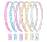 Nenjindz Pack of 6 Glitter Headbands, Glitter Headband, Cute Non-Slip Thick Plastic Hair Bands with Teeth, Glitter Hair Accessories, Star Sequins, Headband for Children, Little Girls