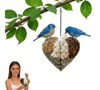 Nenkarn Handmade Alpaca Fiber Bird Nesting Heart - Weather Resistant Wild Bird Nesting Material Holder with Refillable Soft Fibers and Hanging Chain for Hummingbirds, Finches & Wrens (7.1*7.1*2.8in)