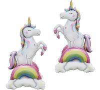 Nenluny 2pcs Giant Self-Standing Unicorn Balloons 3D Magical Rainbow Cloud Unicorn Foil Balloons for Girls Birthday Baby Shower Party Decorations