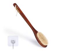 NENO CICI Wooden Bath Brush with Stiff Sisal Bristles Long Handle for Shower Back Scrubber Body Exfoliator (Gentle Bristle Hair)