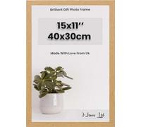 NENOS Ltd 40x30cm Poster Frame Wood and Polished Styrene Handcrafted for Gallery Family Photo Portrait and Landscape Display Anniversary/Birthday/Wedding/Gifting (Oak)