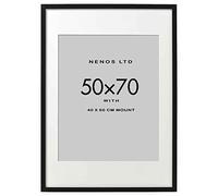 NENOS LTD Large Wide Black 50x70cm with 40 x 60 cm White Mount |Solid MDF Wood & Perspex |Jigsaw Puzzle Photo Picture Certificate Movie Posters Frames | Ideal Home/Office (28" x 20")-Black