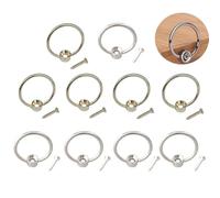 NentMent 10 Pack Wooden Cutting Board Ring Grip Pull Handle Rotatable Folding Knob Hooking Loop with Mount Screws for Chopping Boards Decorative Cabinet Door Drawer Dresser (Silver + Gold)