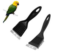 NentMent 2 Pack Bird Droppings Cleaning Brush with Scrapper Stainless Steel Bird Cage Brush Bird Poop Remover Birdcage Stain Cleaning Tool for Bird Cage and Surface Cleaner Spray Scrubbing Wipes