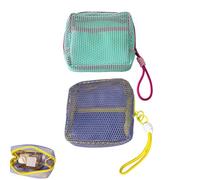 NentMent 2 Pack Mesh Cosmetic Bags Small Mesh Makeup Pouches with Wrist Strap Lanyard Mini Zipper Makeup Bag Clear Travel Toiletry Bag for Women Cosmetics Toiletries Purse Luggage Trip Travel Bottles