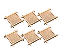 NentMent 6 Pack Tea Cup Mat Natural Bamboo Coaster Teacup Pad Mini 3'' Square Table Heat Insulation Holder for Chinese Kung Fu Tea Tray Set Decor Hot Water Drinks Coffee Mug Wooden Mats