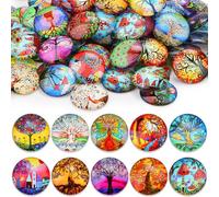 Nenull Pack of 45 Muggle Stones Colourful Large 25 mm Glass Nuggets Glass Stones Mosaic Stones for Crafts Lucky Stones Gemstones Glass Building Blocks Decorative Stones Cabochons for DIY Pendants
