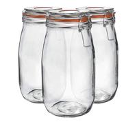 Neo 1.5L Pack of 3 Canisters Glass Storage Jars Airtight Silicone Seal Clip Top