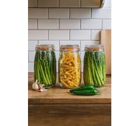 Neo 1.5L Pack of 3 Canisters Glass Storage Jars with Airtight Silicone Seal Metal Clip Top Lids in Natural | Size: 3 Pack Neo Natural 3 Pack