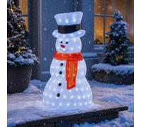 Neo 100 White Led Snowman Figure 55Cm Light Up Lights Static Acrylic Christmas Festive Decoration Display For Indoors & Outdoors O