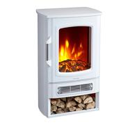 Neo 1000W / 2000W Freestanding Electric Fire Stove Heater Burner Realistic Flame and Log Store (White)