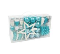 Neo 110PCS Christmas Tree Ornaments Set Shatterproof Baubles Decorations Tree Topper Star Luxury Ornament Kit Christmas Star Topper, Balls, Snowflakes & Icicles (White & Blue)