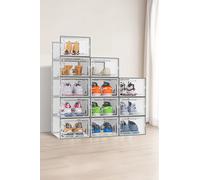 Neo 12 pcs Grey Large Shoe Storage Box Boxes Transparent Clear Plastic Stackable Organiser Neo Grey