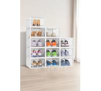 Neo 12 pcs White Large Shoe Storage Box Boxes Transparent Clear Plastic Stackable Organiser Neo White