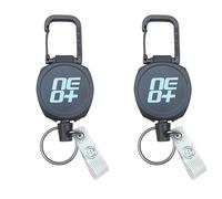 NEO+ 2 Pack Retractable Keychain, Heavy Duty Retractable Badge Reel, Carabiner ID Badge Holder with Belt Clip (NEO+ Heavy Duty 26” Cord)