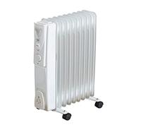 Neo 2000W 9 Fin Electric Oil Filled Radiator Portable Heater With 3 Heat Settings Thermostat (White)
