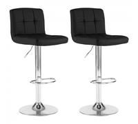 Neo 2x Black Faux Leather Cuban Swivel Bar Stools