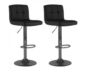 Neo 2x Black Faux Leather Cuban Swivel Bar Stools with a Matt Black Legs