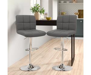 Neo 2x Chrome & Height Adjust Swivel Faux Leather Kitchen Breakfast Bar Stool