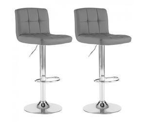 Neo 2x Dark Grey Faux Leather Cuban Swivel Bar Stools
