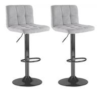 Neo 2x Grey Fabric Cuban Swivel Bar Stools with a Matt Black Legs