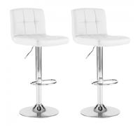 Neo 2x White Faux Leather Cuban Swivel Bar Stools