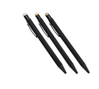 NEO+ 3 Aluminium Stylus Pens, Black Matt Finish, 14cm Touch Screen Compatible, 2-in-1 Design with Silver, Orange, and Gold Tips, Includes Refills and Pouches