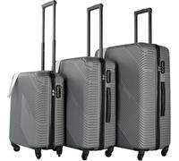 Neo 3 Piece Hard Shell Luggage Suitcase Set ABS Expandable Handle Lightweight Durable Trolley Travel with 360 Spinner Wheels Inbuilt Lock 20" 24" 28" (Titanium)