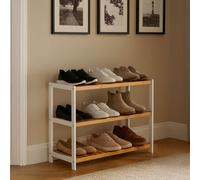 Neo 3-Tier Bamboo Shoe Rack Stand Natural Wooden Shoe Storage Shelf For Hallway Bedroom Bathroom