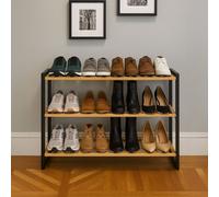 Neo 3-Tier Bamboo Shoe Rack Stand Natural Wooden Shoe Storage Shelf For Hallway Bedroom Bathroom