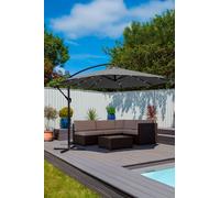 Neo 3M Outdoor Freestanding Parasol with LED Lights, Cover & Metal Base in Grey Neo Grey