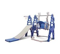 Neo 4-in-1 Children's Kids Playset Toddler Slide Climber Swing Playground Play Set Basketball Hoop Climb Stairs Indoor and Outdoor Adventure (Blue)