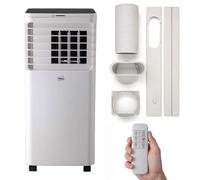 Neo 4-in-1 Portable Air Conditioner Cooling, Fan Dehumidifier Ventilation Remote Control 24H Timer Dual Window Kit Included Powerful Compact AC Unit for Home & Office (7000 BTU)