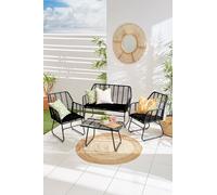 Neo 4 Piece Wicker Bamboo Style Garden Sofa, Table & Chairs Set in Black Neo Black
