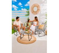 Neo 4 Piece Wicker Bamboo Style Garden Sofa, Table & Chairs Set in Dark Grey Neo Dark Grey