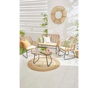 4 Piece Wicker Bamboo Style Garden Sofa, Table & Chairs Set Neo Natural One Size